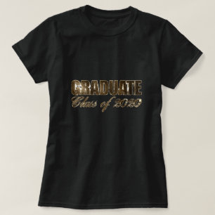 Camiseta Classe graduada de 2020 textos pretos e Dourados