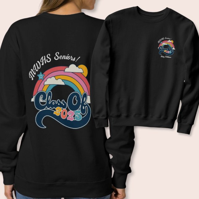 Camiseta Classe Personalizada de Mais velho Retroativo de 2 (Personalized Retro Senior Class of 2025 Sweatshirt
)
