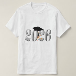 Camiseta Classe prateada de graduação de 2026