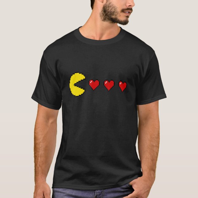 Camiseta Classic 80s Retro Arcade 8 bit Game Valentine Hear (Frente)