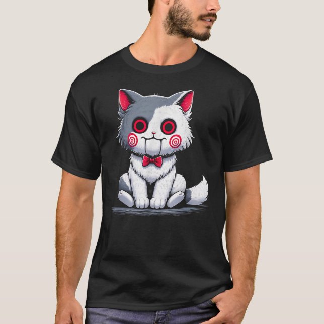 Camiseta Classic Cat Cute Animal Horror Kitten Cat Hallowee (Frente)