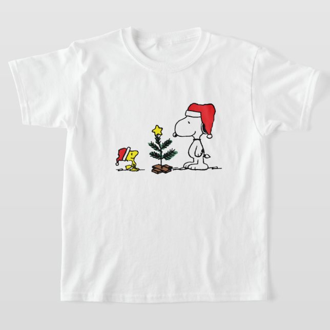 Camiseta classic christmas snoopy and woodstock (Postura )