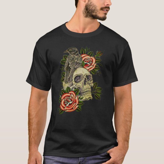 Camiseta Classic Crow And Roses (Frente)