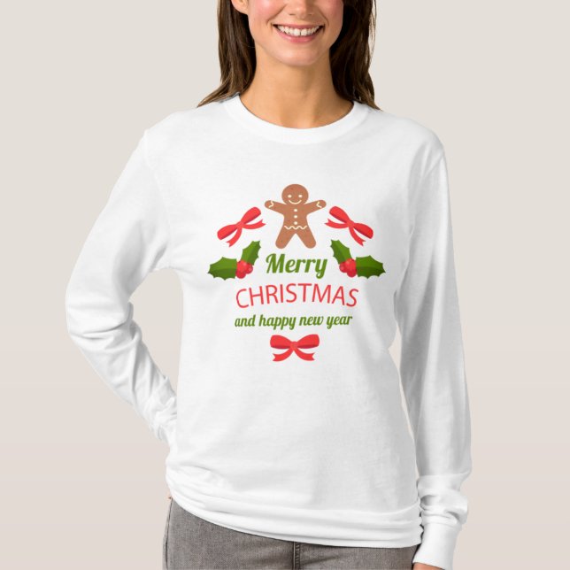 Camiseta Classic Gingerbread Christmas Long Sleeve USA (Frente)