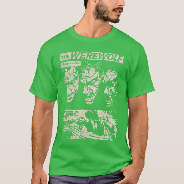 Camiseta Classic Horror Movie Monster Horror Comic Werewolf (Frente)