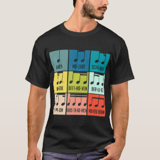 Camiseta Classic Musical Notes Music Sheet Composer