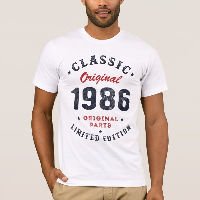 Camiseta Classic Original 1986 Original Parts Birthday Gift (Frente)
