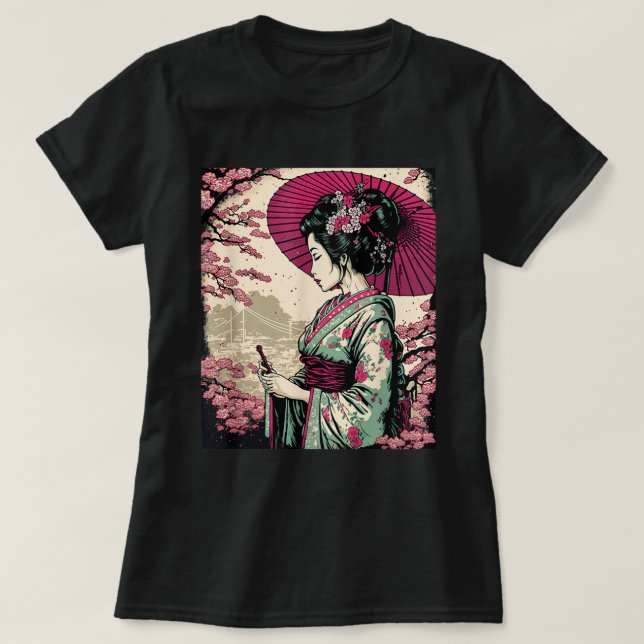 Camiseta Classic - Retrato Geisha Japonês (Frente do Design)
