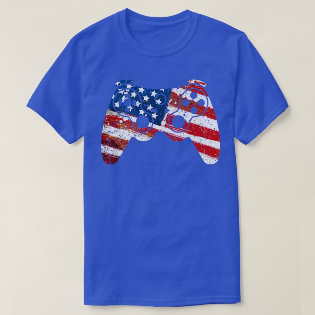 Camiseta Classic Retro American Flag Video Game 4 de julho (Frente do Design)