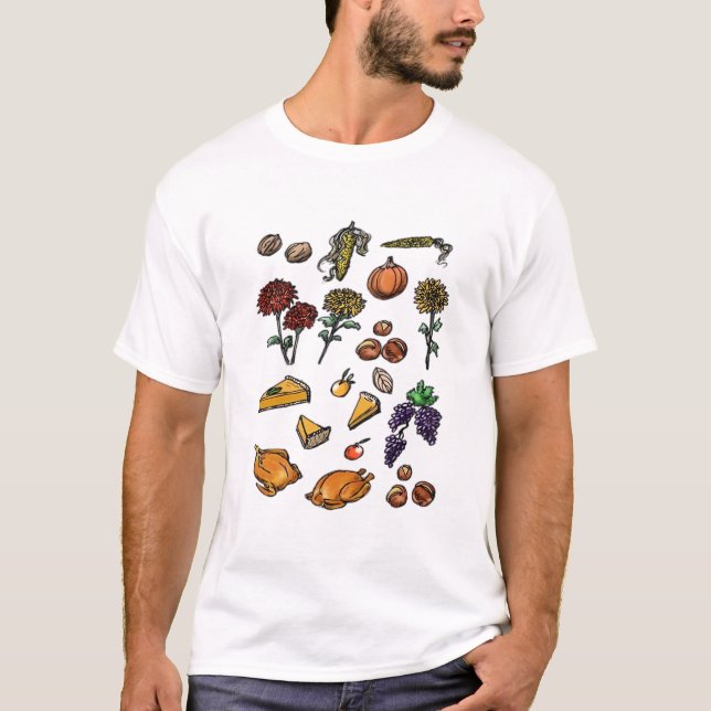 Camiseta clássica atributos de outono do dia de aç (Frente)
