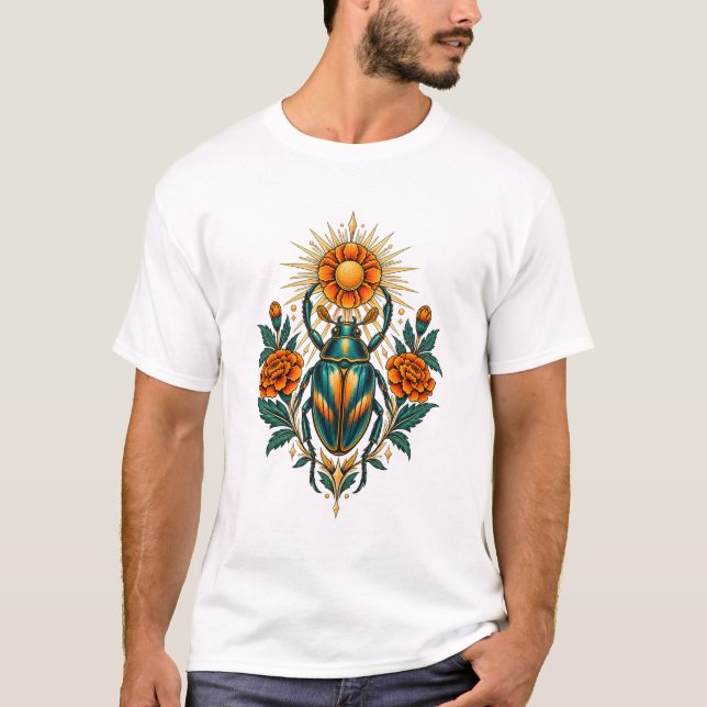 Camiseta Clássica Besouro Jóia Sol de Marigold (Frente)