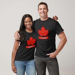 Camiseta Clássica Canadá Bandeira Folha de Bordo