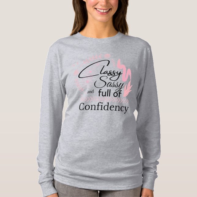 Camiseta Clássica Confiança Sassy Mulher Longa Capa (Frente)
