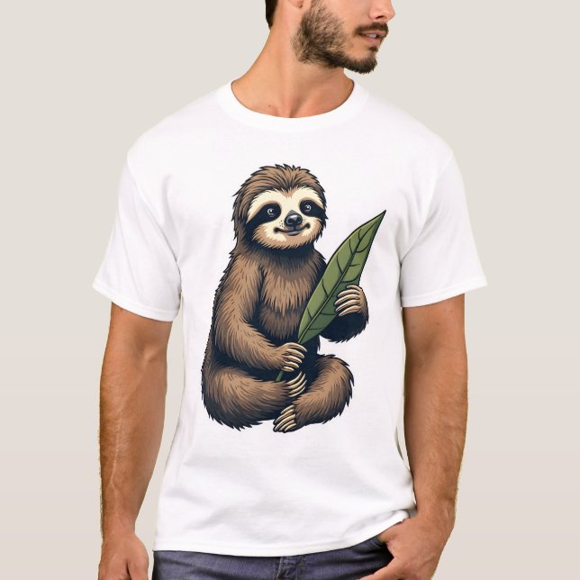 Camiseta Clássica de Animal com Entalhe de Linha d (Frente)