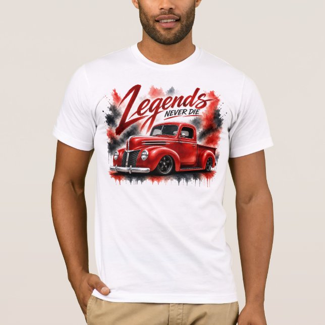 Camiseta Clássica de Caminhão Legends Never Die (Frente)