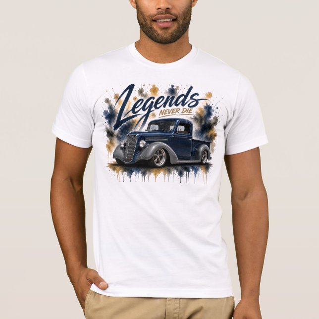 Camiseta Clássica de Caminhão Legends Never Die  (Frente)