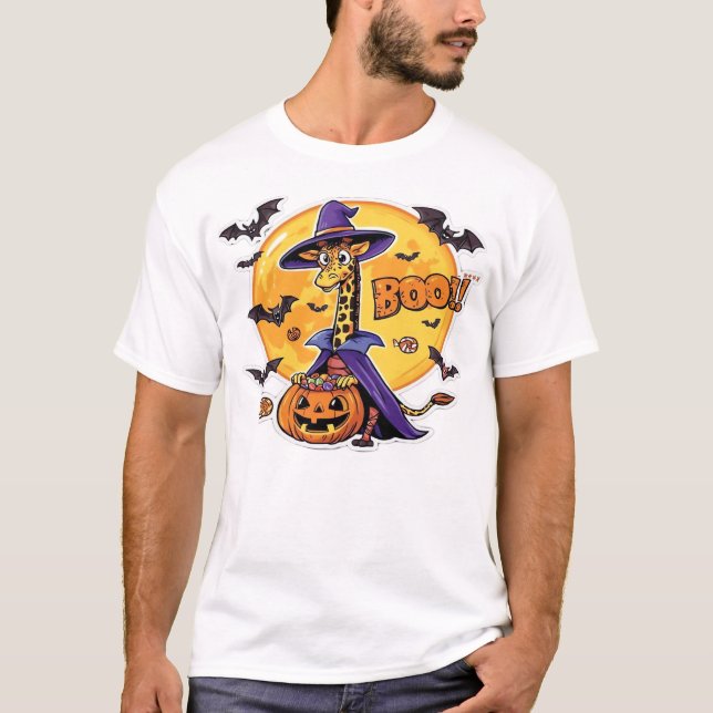 Camiseta Clássica de Halloween Giraffe Boo_7 (Frente)