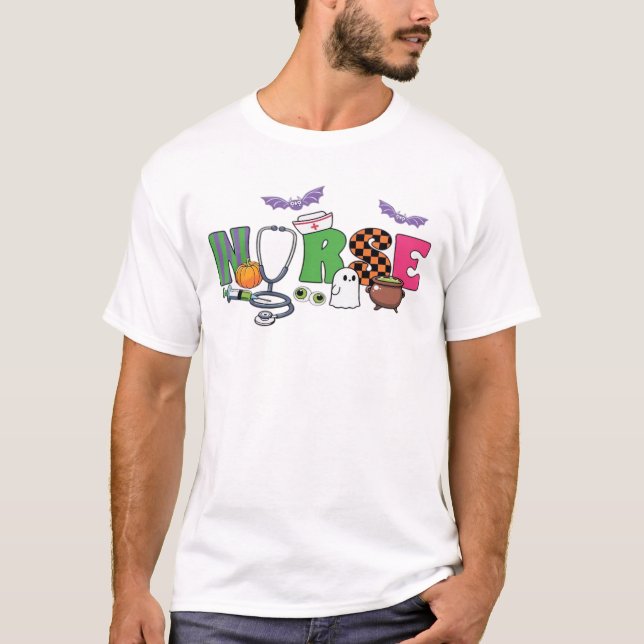 Camiseta Clássica de Halloween para Enfermeiras (Frente)
