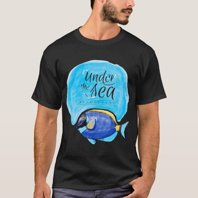 camiseta clássica de peixe sob o mar (Frente)