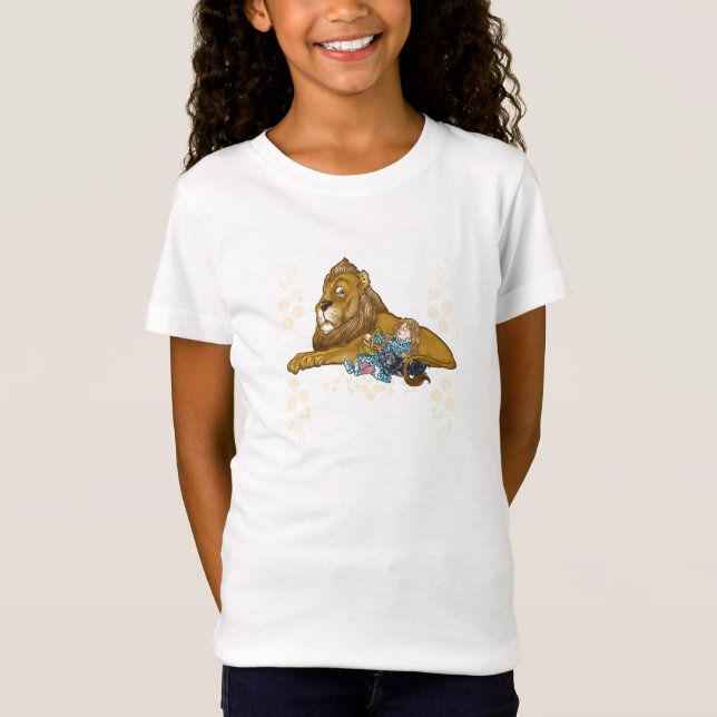 Camiseta Clássica do Mágico de Oz - Dorothy e Leão (Frente)