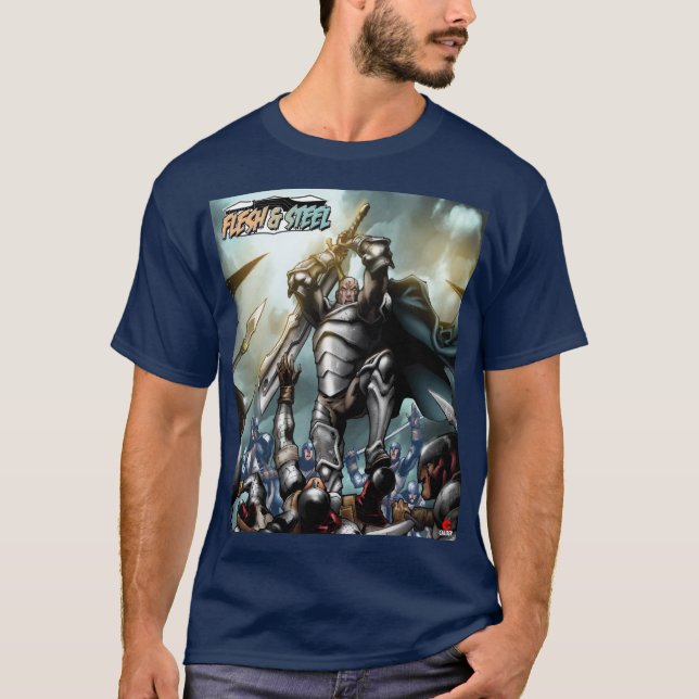 Camiseta clássica do marinho Flesh e Steel V1 (Frente)