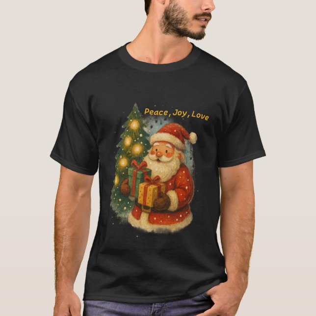 Camiseta Clássica do Papai Noel sob a Árvore de Na (Frente)