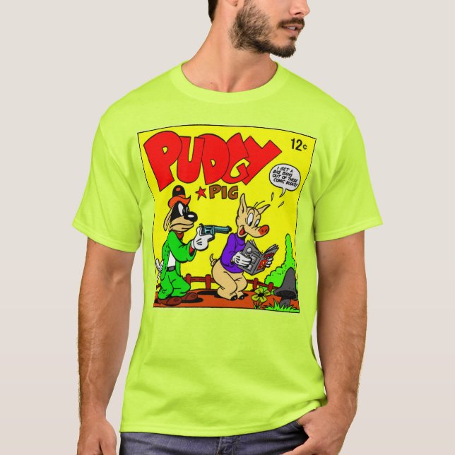 Camiseta Clássica do Porquinho Pudgy dos Anos 40 (Frente)