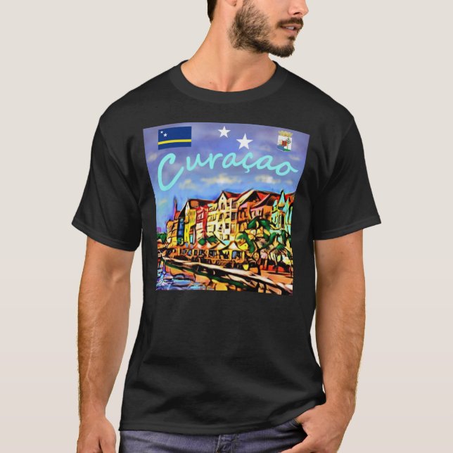Camiseta Clássica do Poster de viagens Curacao (Frente)