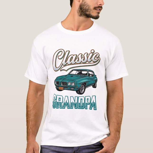 Camiseta Clássica do Vô com Desenho de Carro Antig (Frente)