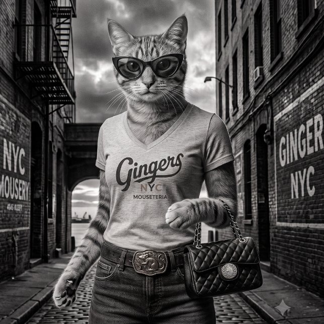 Camiseta Clássica Feminina com Decote em V da Ging (Criador carregado)