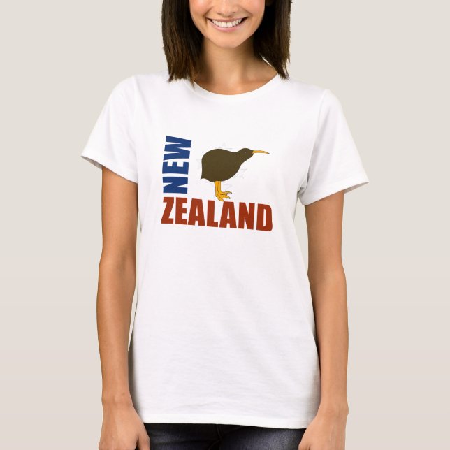 Camiseta Clássica Feminina Kiwi da Nova Zelândia (Frente)