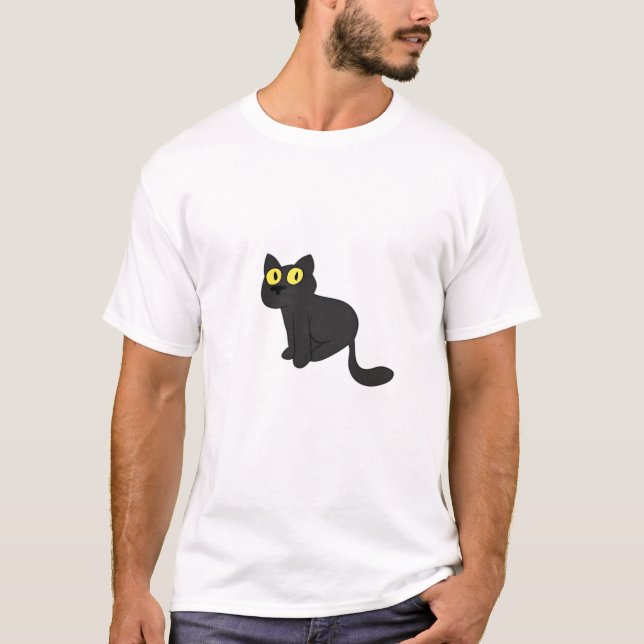 Camiseta Clássica Halloween Gato Preto (Frente)