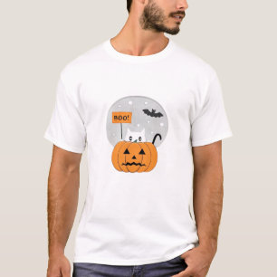 Camiseta Clássica Ilustração de Gato de Halloween