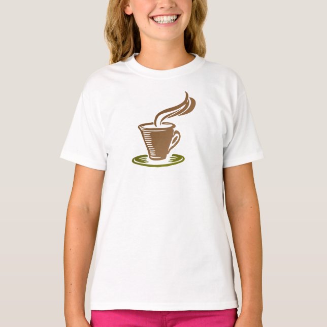 Camiseta Clássica Infantil com Desenho de Xícara d (Frente)