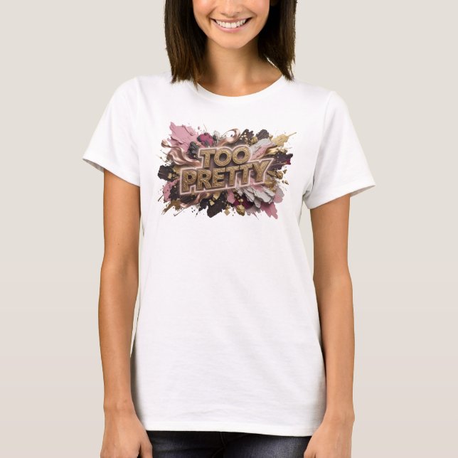 Camiseta Clássica Laranja TOO PRETTY Slogan (Frente)