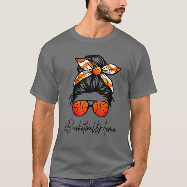 Camiseta Clássica Meme Mães de Basquete de Cabelo Mensageir (Frente)