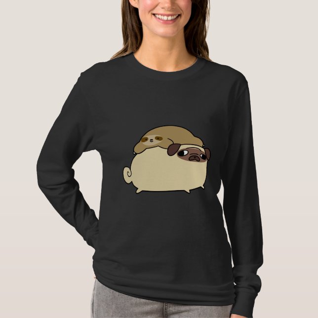 Camiseta Clássica Pug and Little Sloth 299 (Frente)