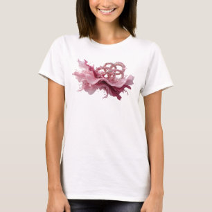 Camiseta Clássica Rosa com Arte Abstrata