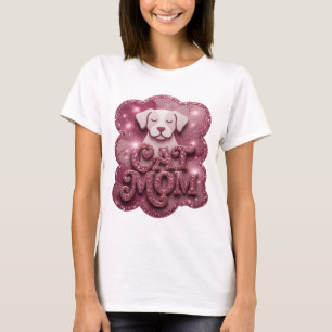 Camiseta Clássica Rosa com Frase CAT MOM