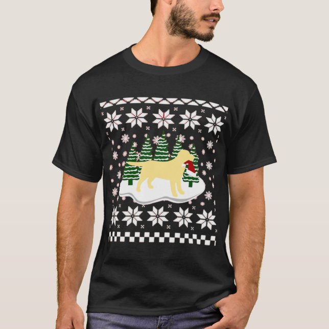 Camiseta Clássica Silhueta de Labrador Amarelo de  (Frente)