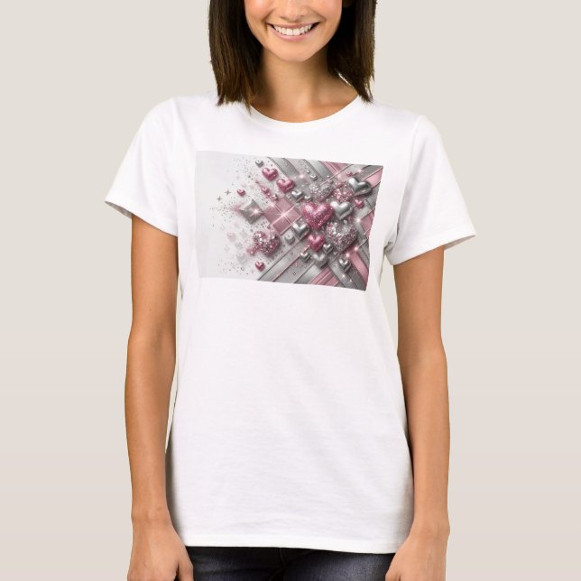 Camiseta Clássica Vermelha LOVE SPARKLES Slogan (Frente)