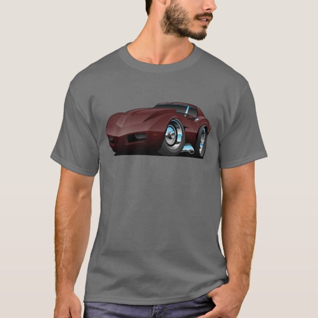 Camiseta Clássica Vintage Burgundy Corvette (Frente)