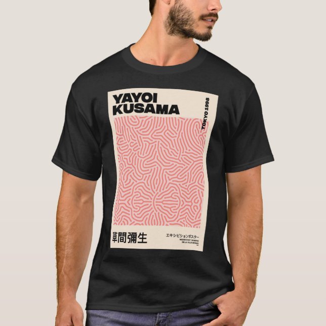 Camiseta Clássica Yayoi Kusama Cor-de-Rosa (Frente)