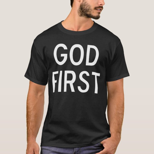 Camiseta Classicetees God First Christian Bible Faith Famil (Frente)