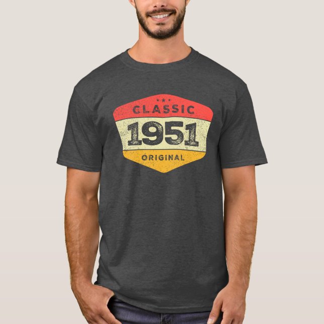 Camiseta Clássico 1951 72º Aniversário Vintage (Frente)