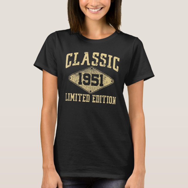 Camiseta Clássico 1951, com 71 anos, Edição Limitada, 71rua (Frente)
