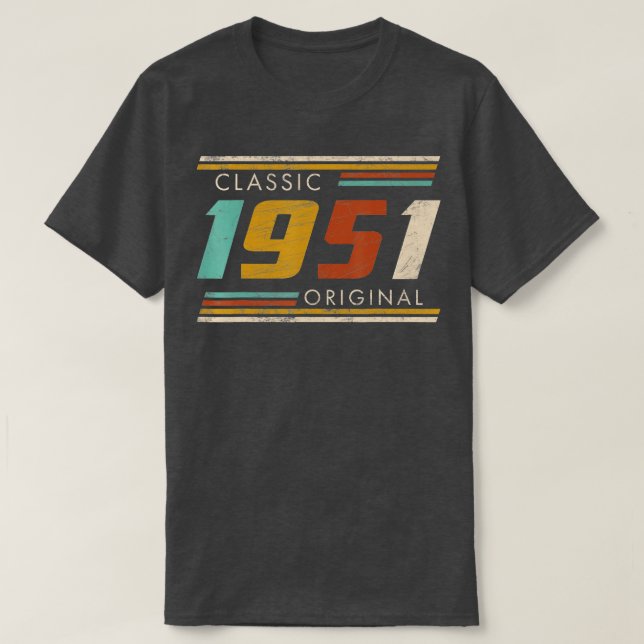 Camiseta Clássico 1951 Original 72º Aniversário 72 Anos Vin (Frente do Design)
