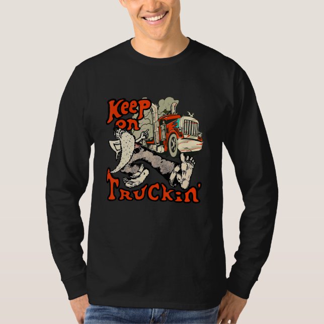 Camiseta Clássico 1970s Continuar em Carros de Caminhão (Frente)