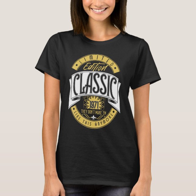 Camiseta Clássico 1971 Carro de Aniversário Automático 50 A (Frente)