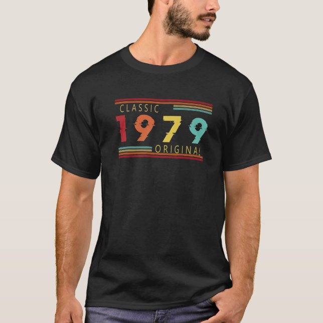 Camiseta Clássico 1979 Nascer original de aniversário da Vi (Frente)